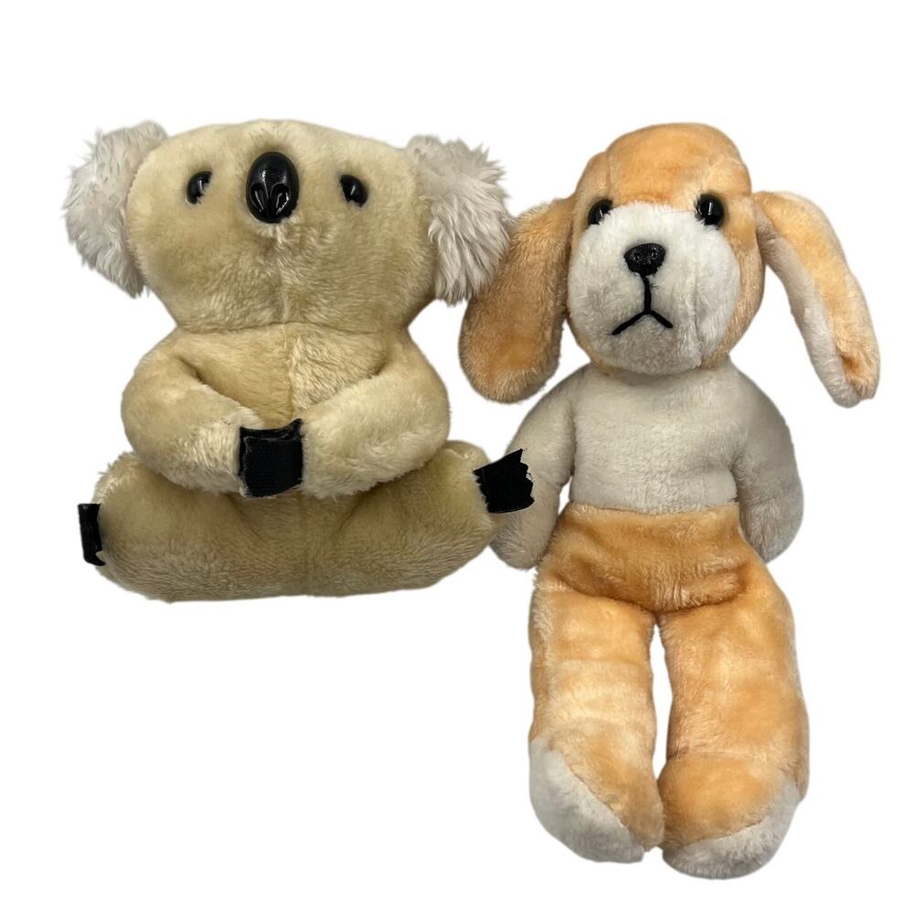 Vintage Set 2 R. Dankin Plush Toys Koala & 2 Tone Floppy Ear Puppy‎ Dog